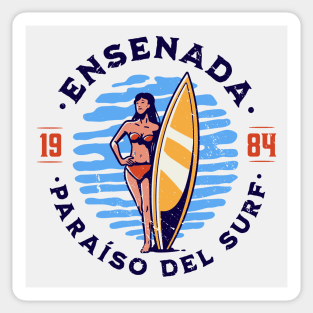 Vintage Ensenada, Mexico Surfer's Paradise // Retro Surfing 1980s Badge B Sticker